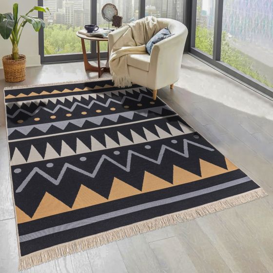 Azteca Tribal Black Rug