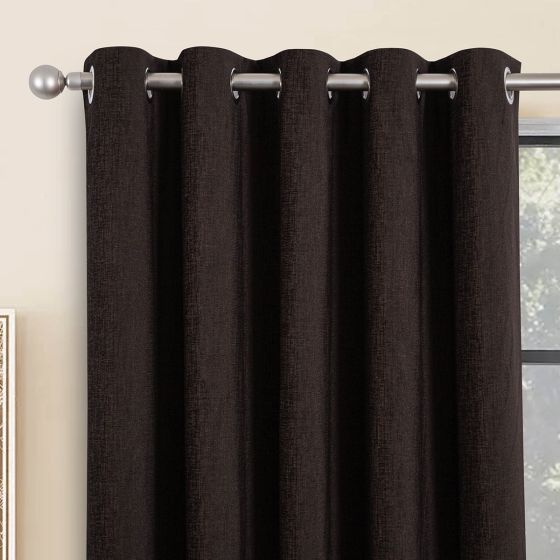 Belgravia Chocolate Blackout Ready Made Eyelet Curtains