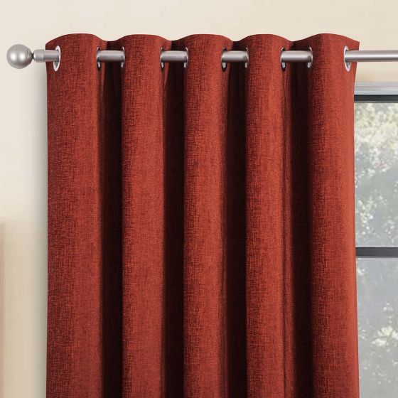 Belgravia Terracotta Blackout Ready Made Eyelet Curtains