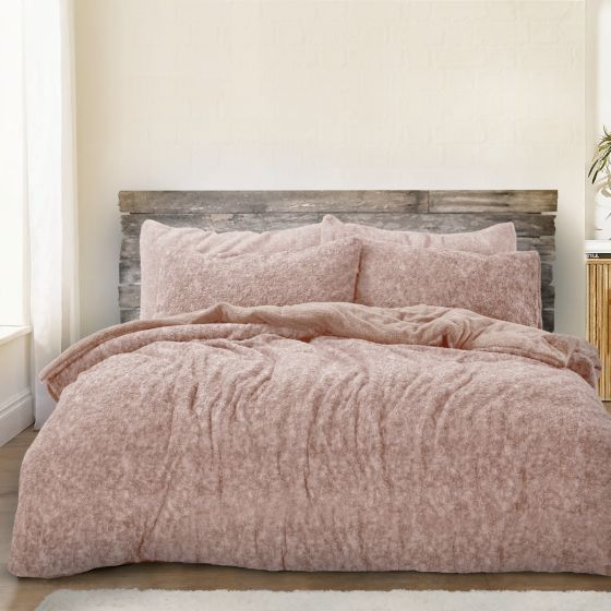 Teddy Marl Pink Cosy Fleece Duvet Cover Set