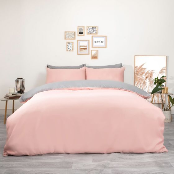 Oxford Blush & Grey Duvet Cover Set