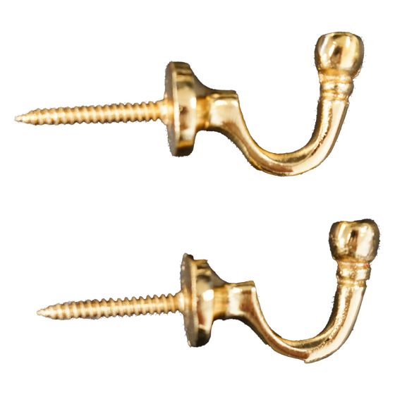 Bright Brass Ball Hook Pair 
