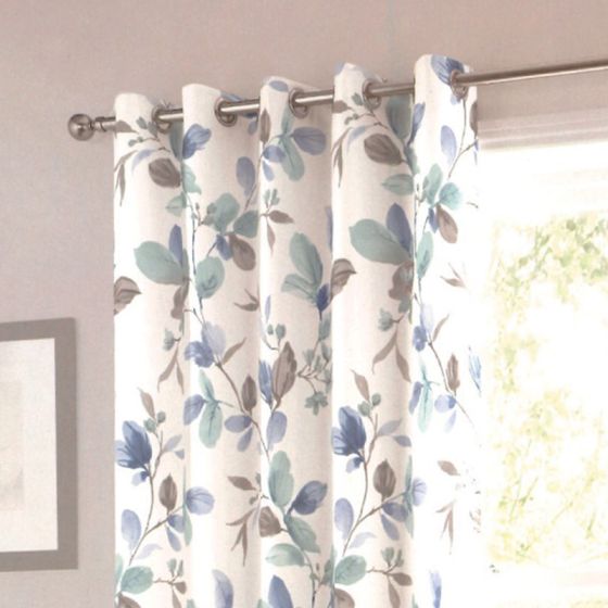 Celosia Blue Ready Made Eyelet Curtains