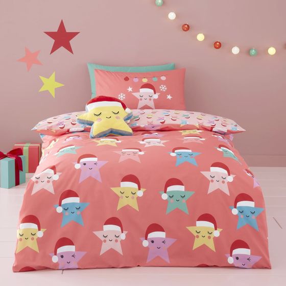 Christmas Happy Stars Cotton Duvet Set Toddler