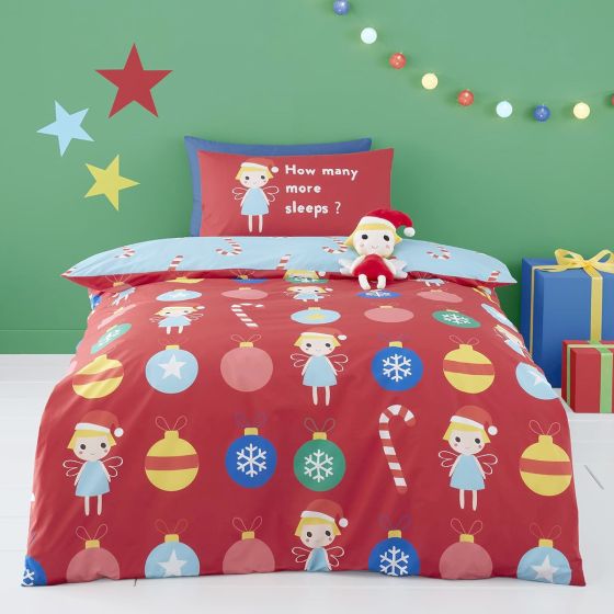 Christmas Fairy Red Cotton Duvet Set Toddler