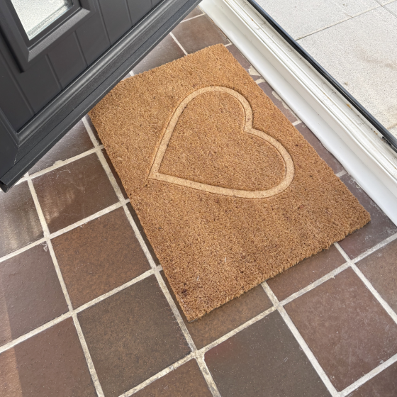 Coir Heart Embossed Door Mat