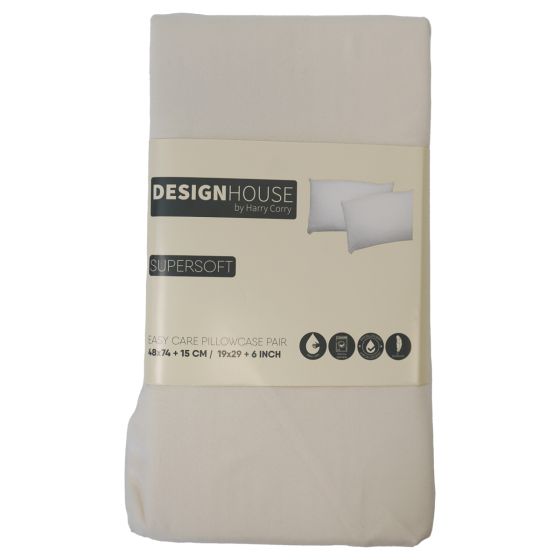 Supersoft Easy Care Cream Brushed Polyester Pillowcase Pair