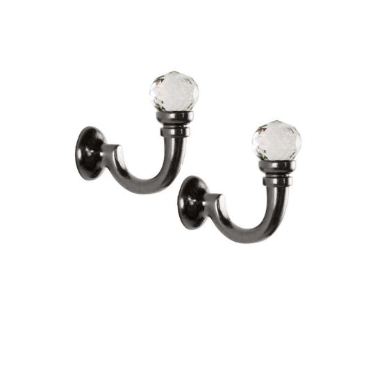 Crystal Black Nickel Hook Pair