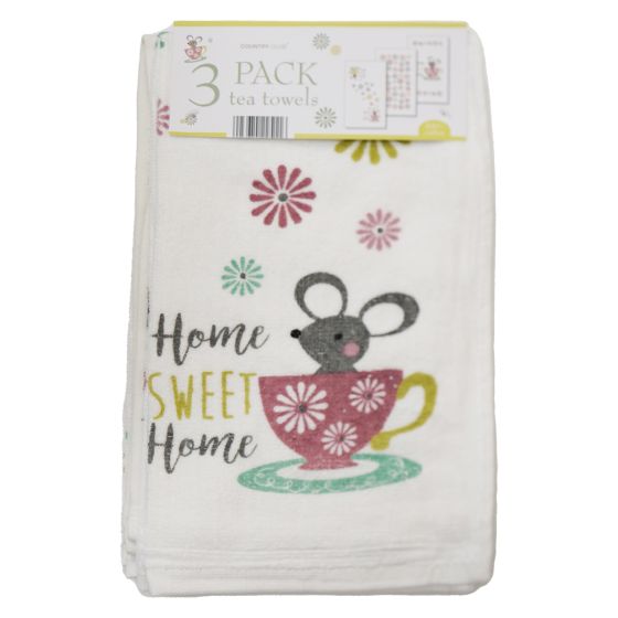 Velour Daisy Home Tea Towel 3pk