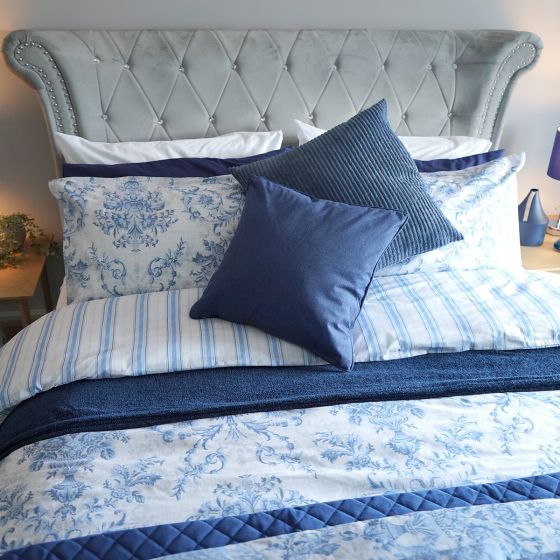 Downton Navy Cotton Rich Duvet Set