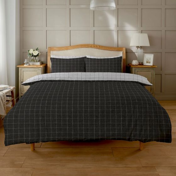 Fletcher Grey Cotton Mix Duvet Cover Set