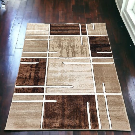 Galaxy Blocks Brown Rug