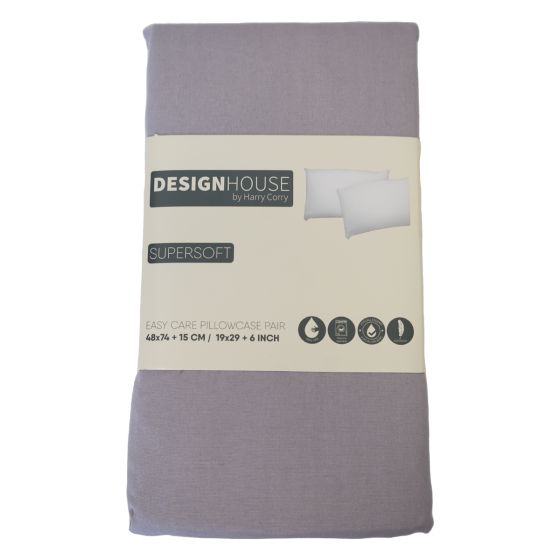 Supersoft Easy Care Grey Brushed Polyester Pillowcase Pair