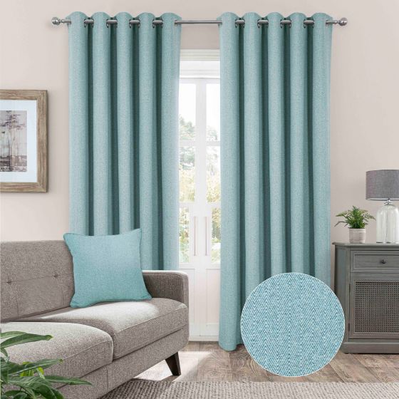 Harris Blue Ready Made Eyelet Curtains