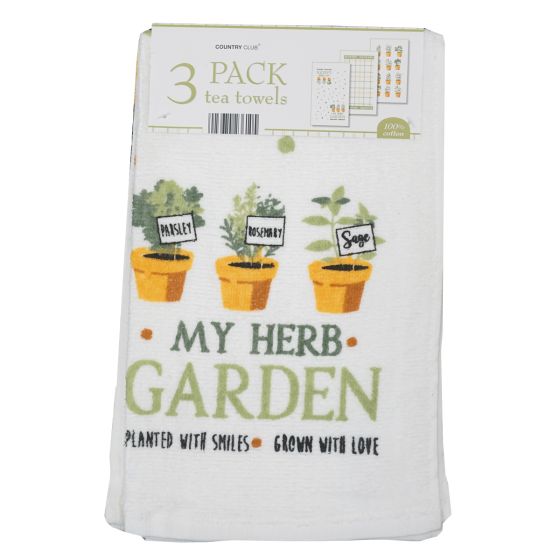 Velour Herb Garden Tea Towel 3pk