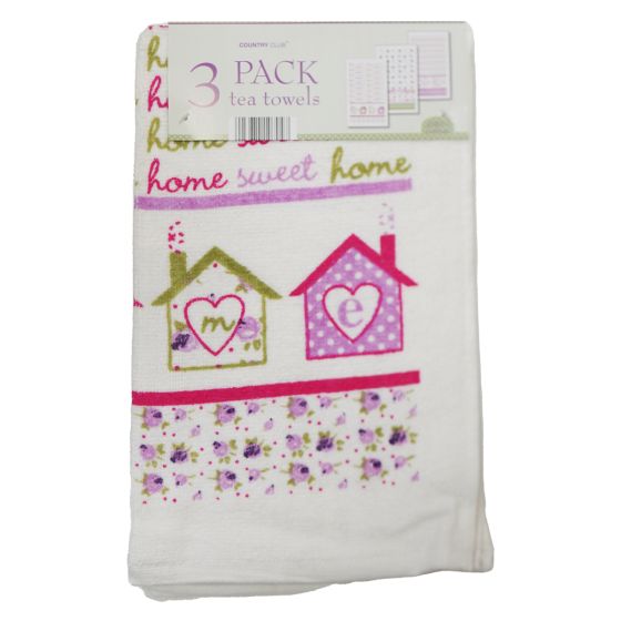 Velour Home Sweet Home Tea Towels 3pk