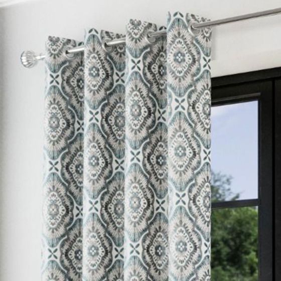 Horizon Teal Ready Made Eyelet Curtains