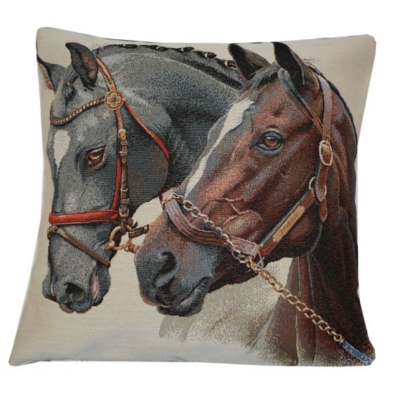 Horses Natural Cushion Cover