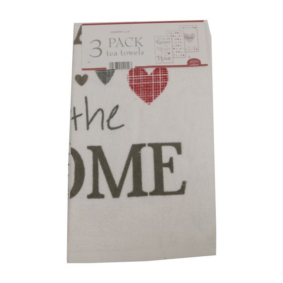 Velour My Kitchen Tea Towel 3pk