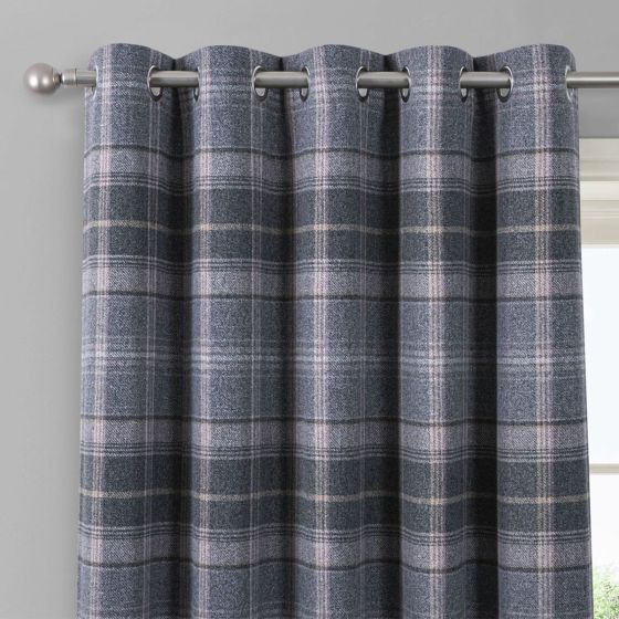 Kinross Silver Interlined Thermal Ready Made Eyelet Curtains