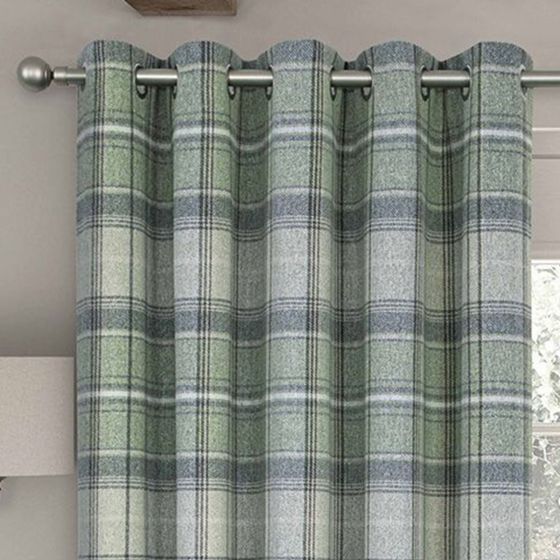 Kinross Green Interlined Thermal Ready Made Eyelet Curtains