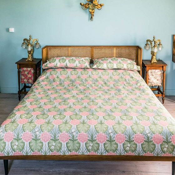 Lily Garden Green Cotton Duvet Set