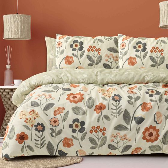 Lisa Coral Cotton Rich Duvet Cover Set