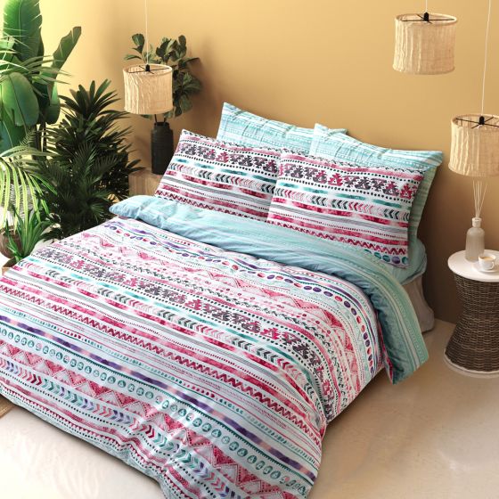 Luna Pink & Green Cotton Rich Duvet Cover Set