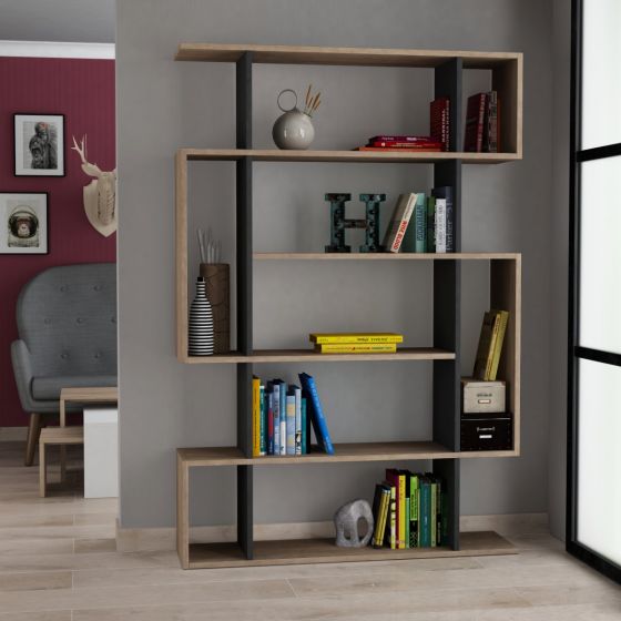 Mito Oak & Anthracite Bookcase