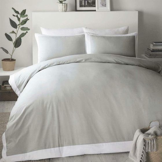 Madison Dove Grey and White Cotton Mix Duvet Set