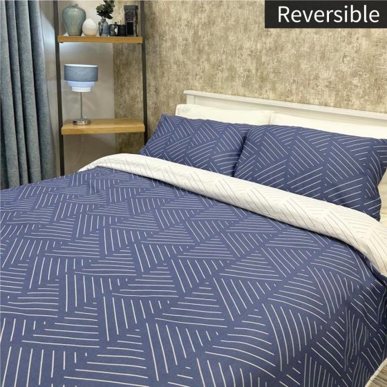 Mateo Navy Cotton Rich Duvet Cover Set