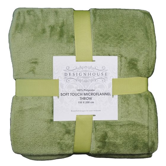 Micro-flannel Soft Touch Green Throw 150x200cm