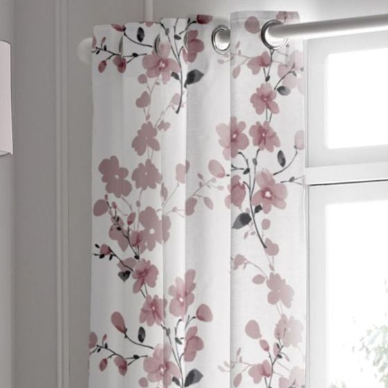 Nadia 66 x 72 Blush Ready Made Eyelet Curtains