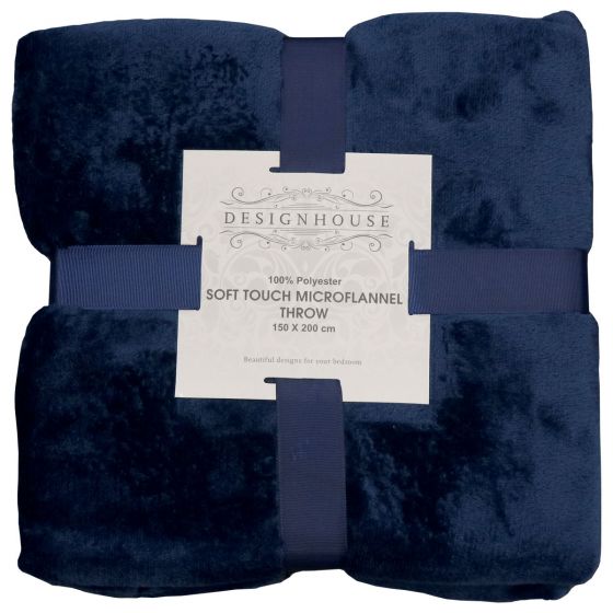 Soft Touch Micro-Flannel Throw Navy