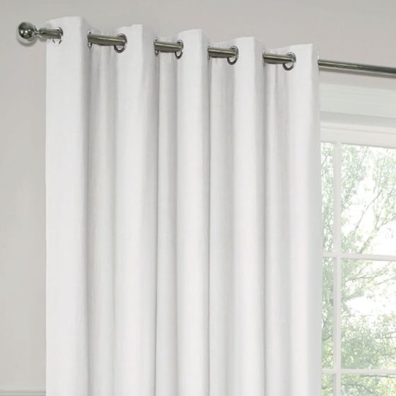 Paros White Blackout Ready Made Eyelet Curtains