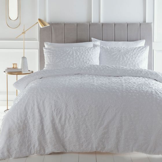 Athena White Cotton Mix Duvet Set