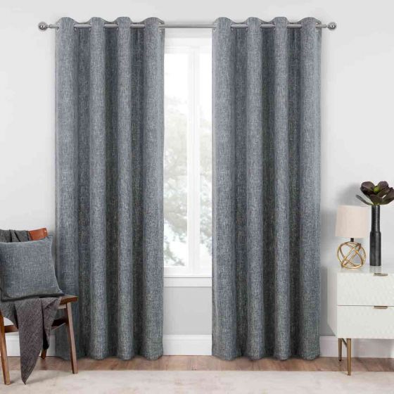 Newport Charcoal Ready Made Blackout Eyelet Curtains