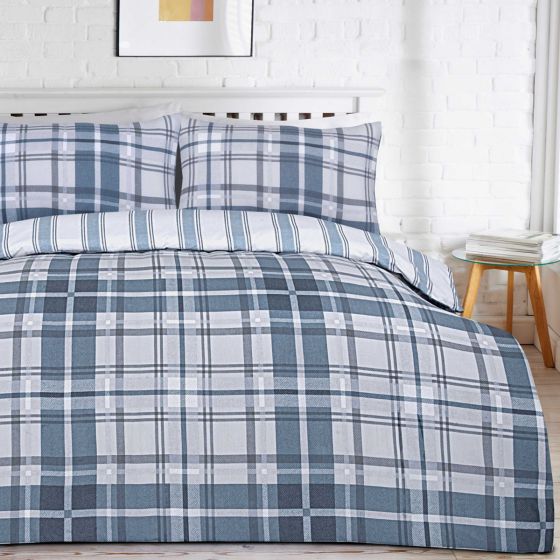 Hamish Navy Cotton Rich Duvet Set