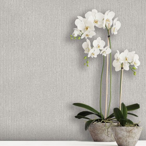 Tilly Texture Plain Silver Wallpaper