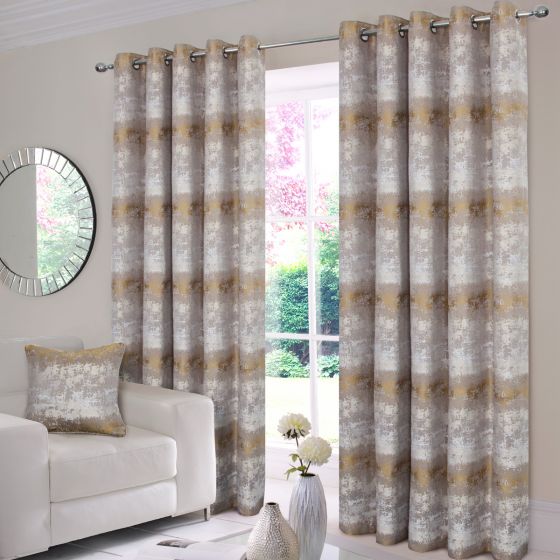 Heritage Ochre Ready Made Eyelet Curtains