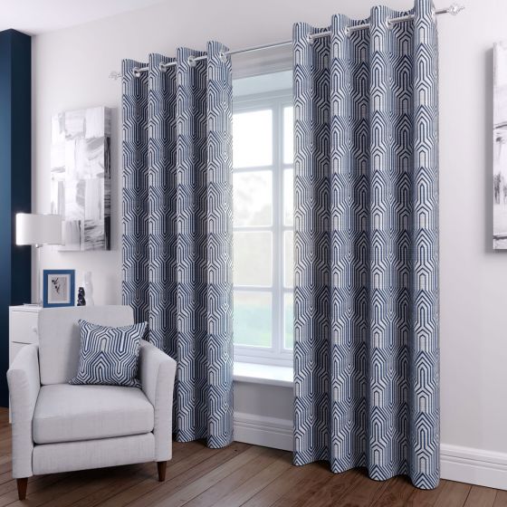 Olympus Navy Ready Made Eyelet Curtains