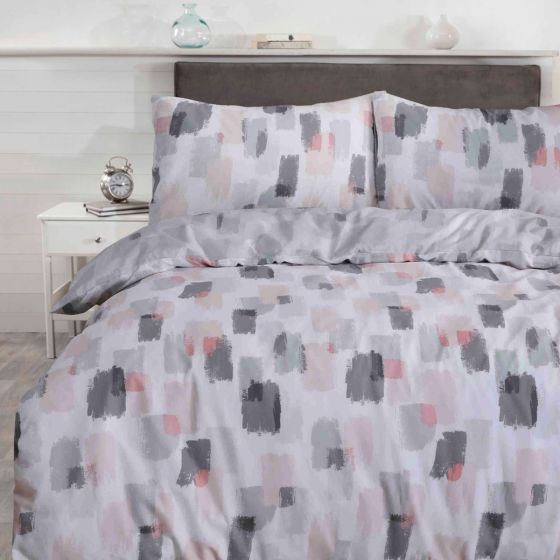 Osaka Grey & Blush Cotton Rich Duvet Set