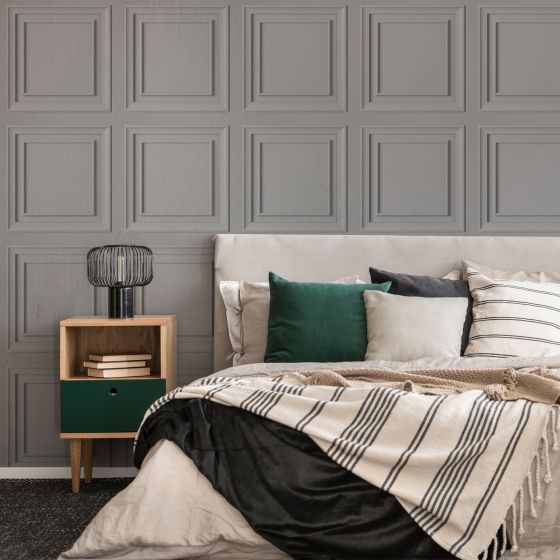 Wood Panel Grey Wallpaper