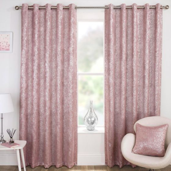 Orion Pink Blackout Ready Made Eyelet Curtains