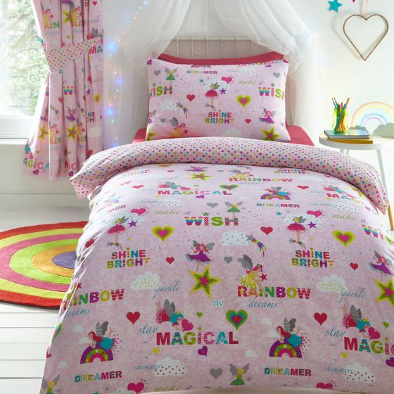 Rainbow Fairies Pink Cotton Mix Duvet Set