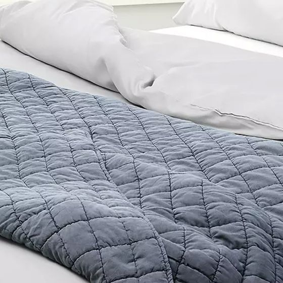 Quilted Waffle Blue Grey Bedspread 150x200cm