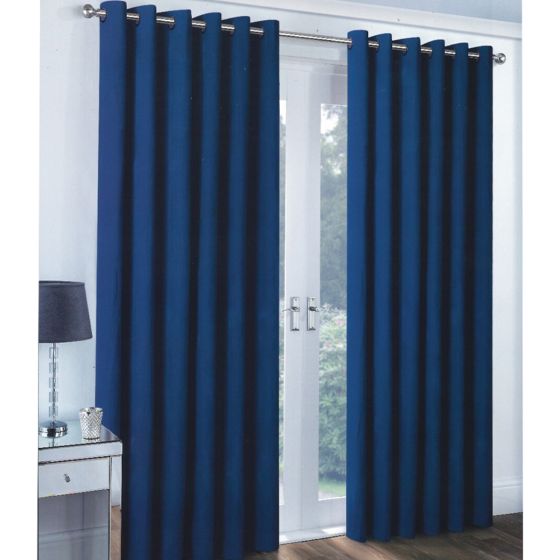 Riga 90" x 90" Navy Ready Made Eyelet Curtains