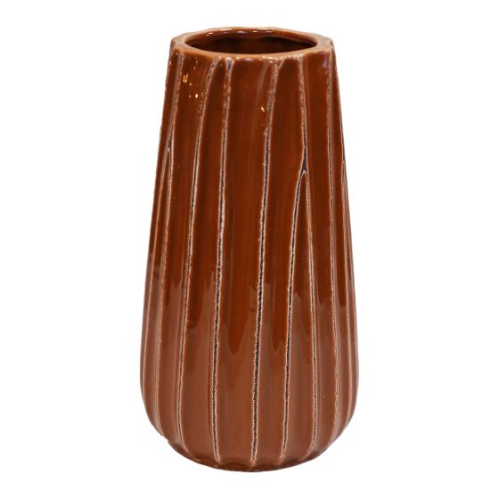 Ridged Terracotta Vase