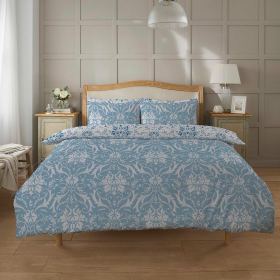 Sabrina Blue Cotton Mix Duvet Cover Set