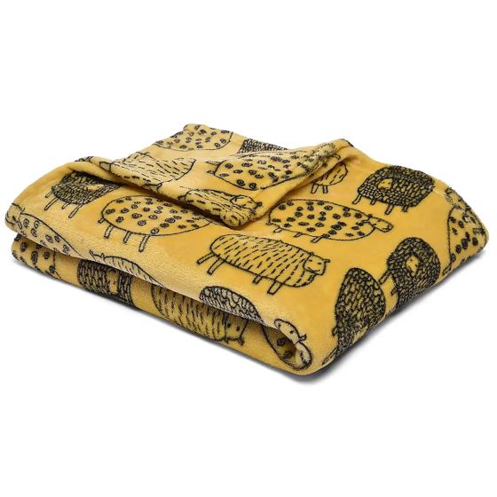 Dotty Sheep Ochre Throw 120x150cm